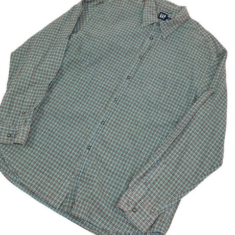 【USED】90'S-00'S OLD GAP GREEN × YELLOW × BROWN CHECK SHIRT