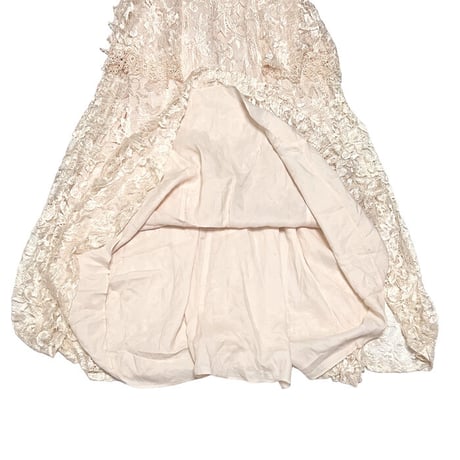 【USED】70'S a la Carte BABY PINK LACE FLUTTER SLEEVE DRESS