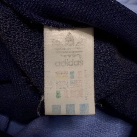 【USED】80's adidas Hungary-Made Panel Sweatshirt Navy × Sax Color Block