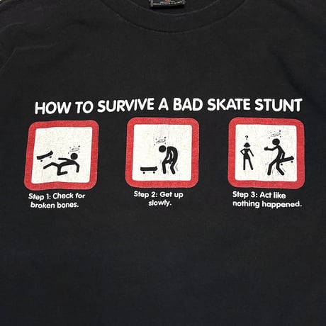 【USED】90's-00's How to Survive a Bad Skate Stunt Graphic L/S T-shirt