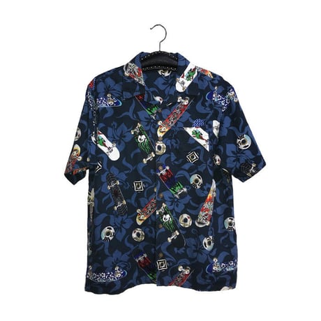 【USED】90'S SKATEBOARD PATTERN ALOHA SHIRT