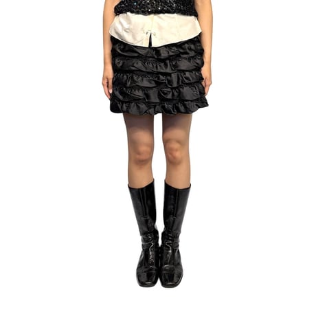 【USED】00's Hanna Andersson Satin Tiered Mini Skirt