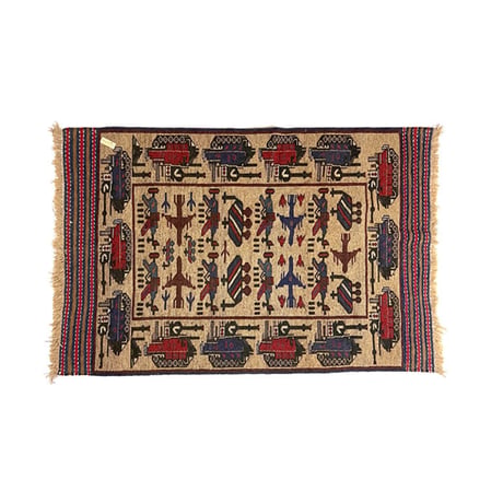 【USED】90'S-00'S HANDMADE AFGHAN WAR RUG ⑤