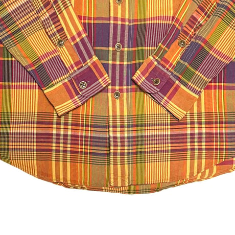 【USED】90's Polo by Ralph Lauren Madras Plaid Military Utility Shirt