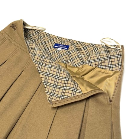 【USED】00's BURBERRY LONDON BLUE LABEL PLEATS WOOL MINI SKIRT