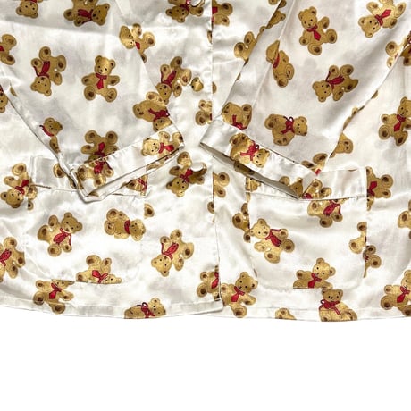 【USED】90's Liz Claiborne Teddy Bear Parade Pure Silk Sleeping Shirt