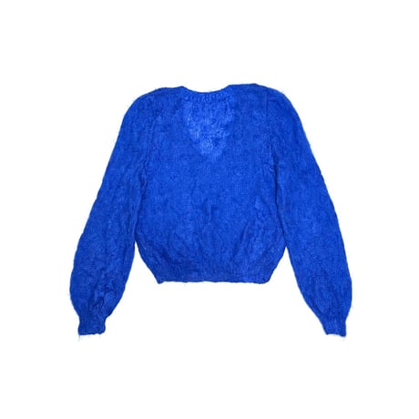 【USED】80's Electric Blue Feather Mohair V-Neck Knit