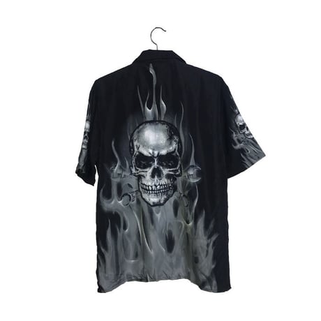 【USED】90'S DRAGONFLY SKULL × FIRE SHIRT
