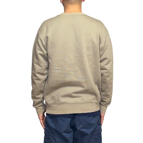 【USED】00's NIKE Hand-Spinner Flocked Logo Crewneck Sweatshirt Sand Khaki