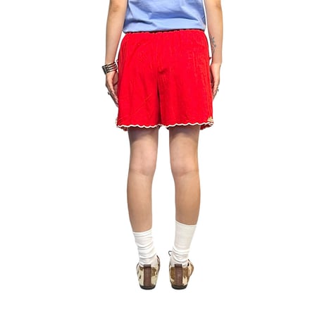 【USED】90's RED SHORTS with EMBROIDERED TRIM