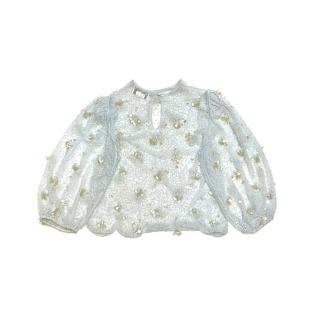 【USED】80's JACK BRYAN BEAD AND SEQUIN DECORATION ROMANTIC TOP