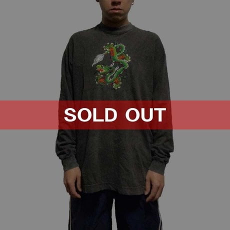 【USED】90'S EMBROIDERY DRAGON L/S T-SHIRT
