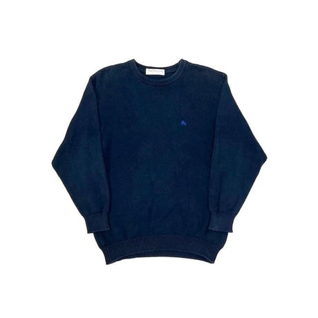 【USED】90'S BURBERRYS COTTON KNIT SWEATER NAVY