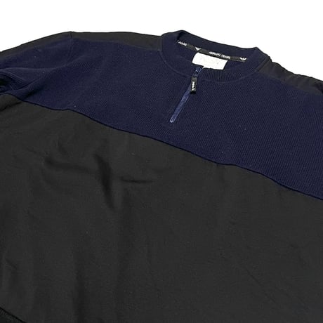 【USED】90's ARMANI JEANS WOOL × JERSEY SWITCHING TOP