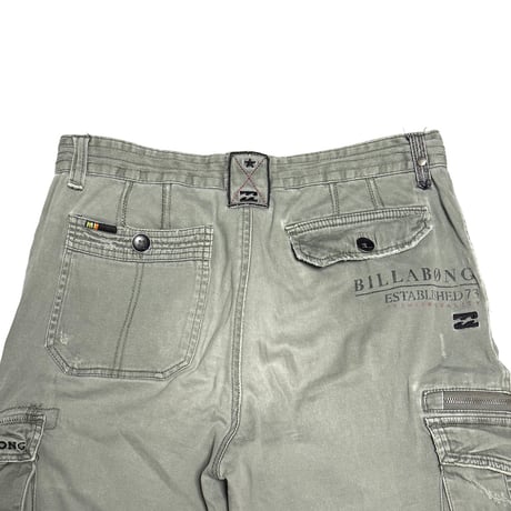 【USED】00's BILLABONG Cyberpunk Cargo Pants Faded Grey Khaki