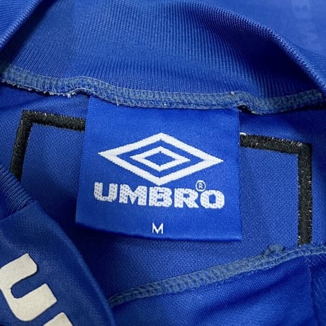 【USED】90'S OLD UMBRO MOCK NECK FOOTBALL T-SHIRT BLUE