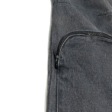【USED】90'S W.&L.T. JEANS HEM POCKET BLACK DENIM PANTS