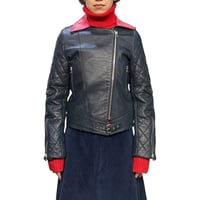 【DEAD STOCK】J.W. ANDERSON 2011AW Navy × Red Leather Biker Jacket