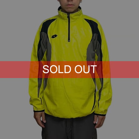 【USED】00's Lotto HALF ZIP PULLOVER JACKET NEON YELLOW