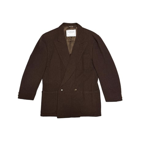 【USED】80's LANVIN Studio Brown Herringbone Double-Breasted Wool Jacket