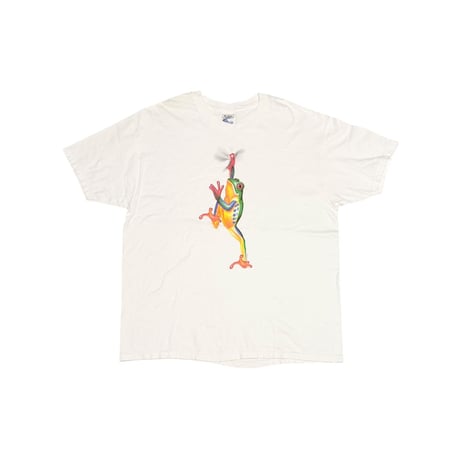 【USED】90's Human-i-Tees “Tree Frog” Graphic T-Shirt White