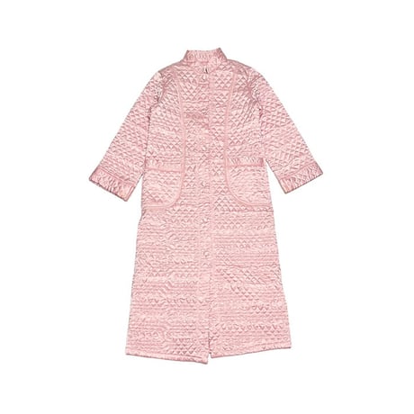【USED】80's ORIENTAL DESIGN QUILTED LONG COAT BABY PINK