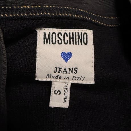 【USED】90's MOSCHINO JEANS “To Jeans or Not to Jeans?” Cropped Knit Jacket