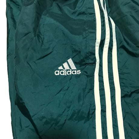 【USED】90'S ADIDAS 3-STRIPES LOGO NYLON TRACK PANTS GREEN
