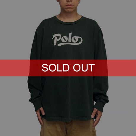 【USED】90's Polo Sport Ralph Lauren Script Logo Long Sleeve T-Shirt Forest Green