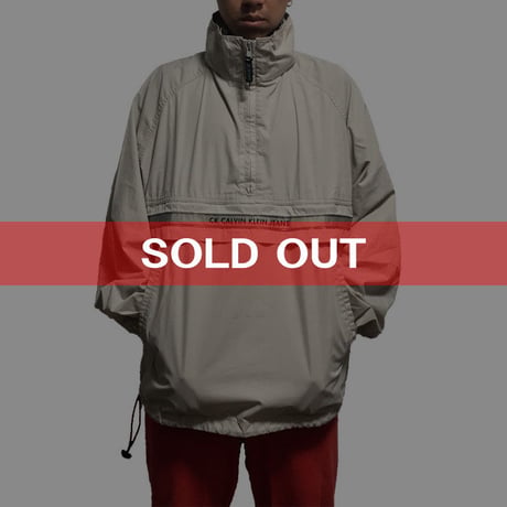 【USED】90'S CK CALVIN KLEIN JEANS  REFLECTIVE LINE PULLOVER OFF WHITE