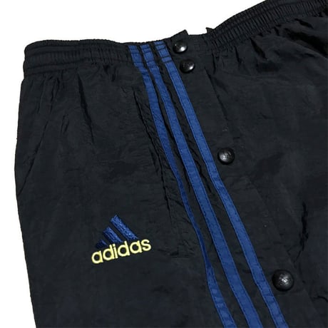 【USED】90'S ADIDAS SIDE SEAM SLITS WITH SNAP BUTTON NYLON PANTS