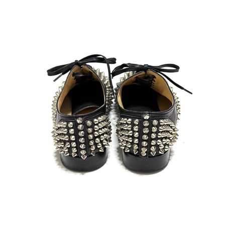 【USED】Christian Louboutin Black Leather Freddy Spikes Lace Up Oxfords