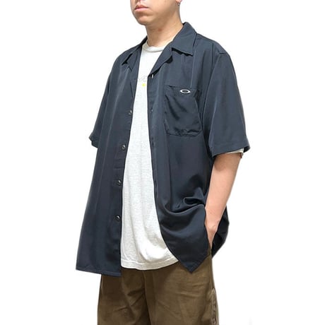 【DEAD STOCK】00'S OAKLEY OPEN COLLAR SHIRT BLACK