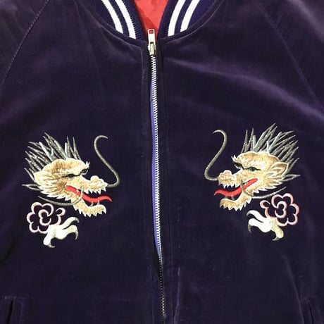 【USED】80'S-90'S VELOR SOUVENIR JACKET PURPLE