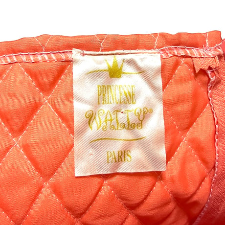 【DEAD STOCK】90's PRINCESSE WALLY QUILTED MINI SKIRT ORANGE
