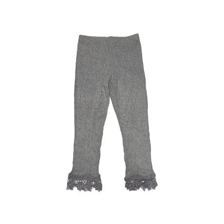 【USED】2010's Giada Lingerie Gray Knit Rib Pants with Lace Hem