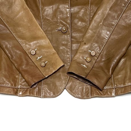 【USED】00'S BILL BLASS LEATHER JACKET BROWN