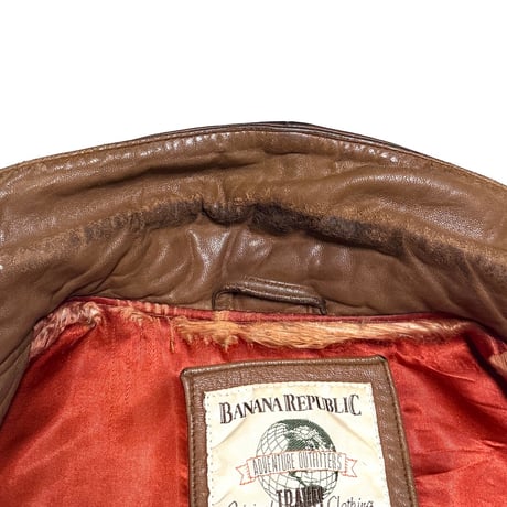 【USED】80's Banana Republic Adventure Outfitters Leather Flight Jacket Brown