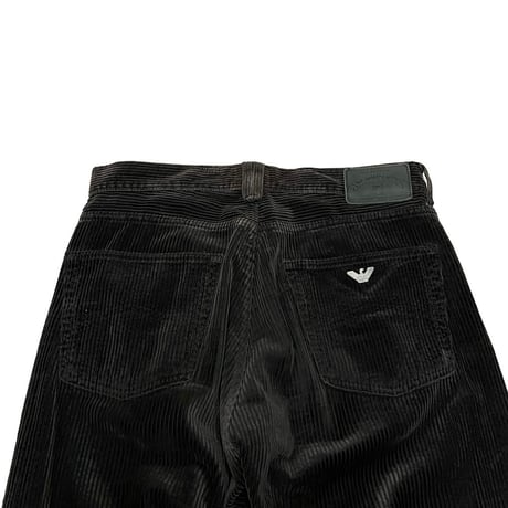【USED】80's BLUE POWER WASH BY ARMANI JEANS CORDUROY PANTS SLATE BLACK