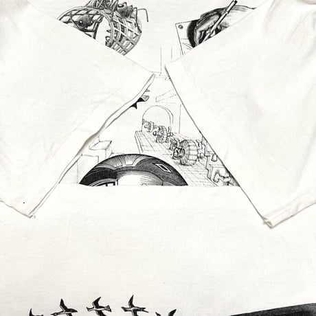 【USED】90'S MC ESCHER MULTI PRINT T-SHIRT WHITE