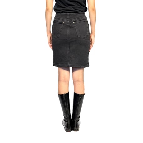 【USED】90's DKNY JEANS Front Zip Black Denim Pencil Skirt