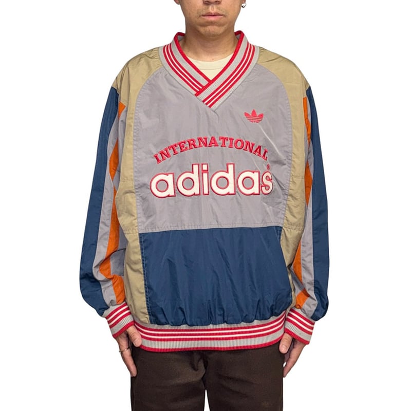 USED】80's adidas Crazy Pattern V-Neck Pullover