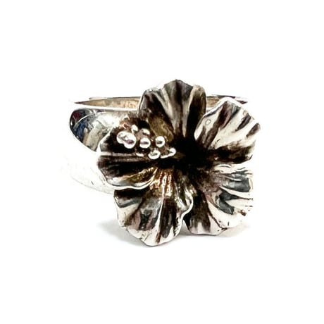 【USED】00'S ALBA ROSA HIBISCUS RING SILVER925 ②