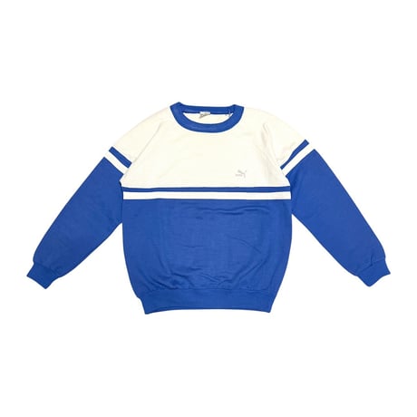 【USED】80's PUMA Italy-Made Colorblock Sweat Blue × White