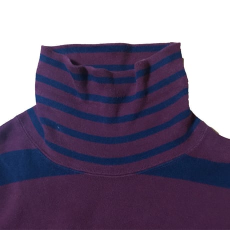 【USED】90'S TOMMY HILFIGER BORDER HI-NECK L/S TOP