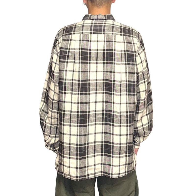 USED】90's agnès b. homme Black & Ivory Plaid L