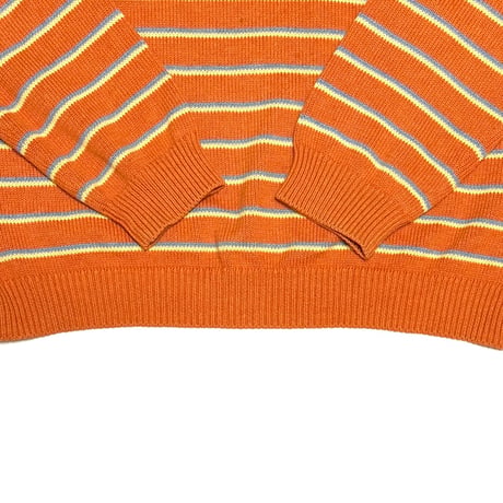 【USED】00's J.CREW Orange Multi-Stripe Cotton Knit Sweater