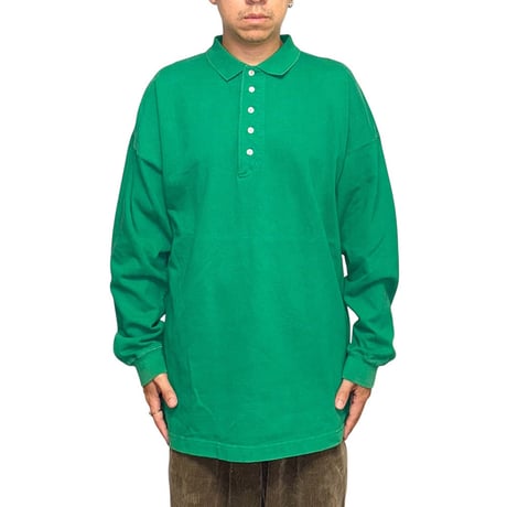【USED】90's OLD GAP Half-Placket L/S Polo Green