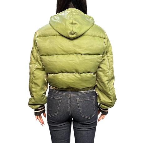 【USED】90's Junior Gaultier Cropped Hooded Puffer Jacket Olive Green