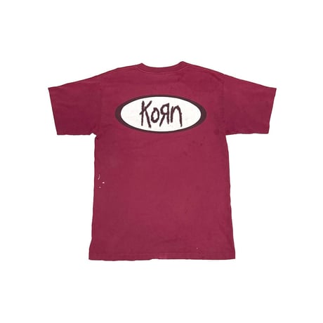 【USED】90's KORN Double-Sided Logo T-shirt Burgundy